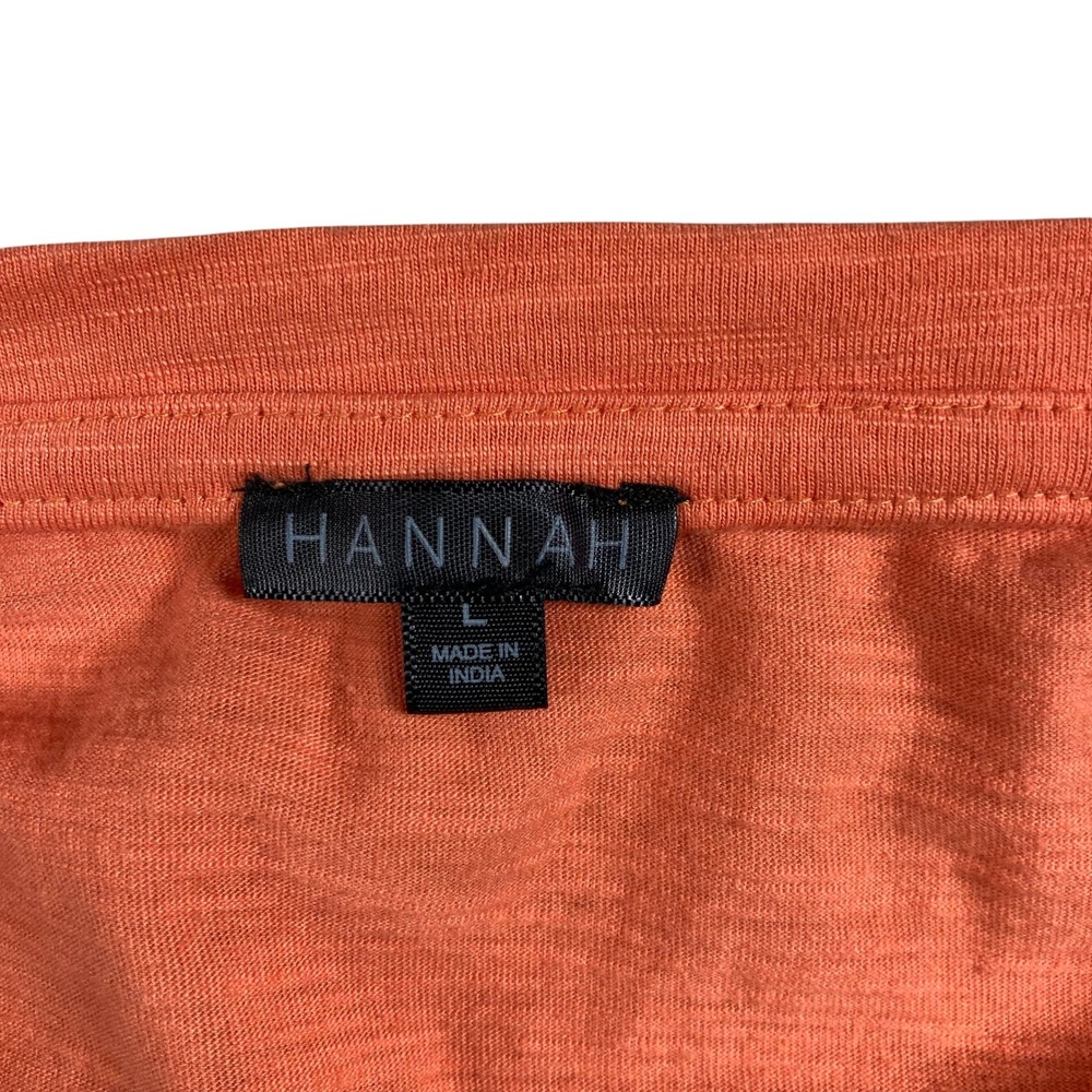 HANNAH Womens Floral Embroidered Short Sleeve T-Shirt Orange Size Large Casual - Picture 3 of 6